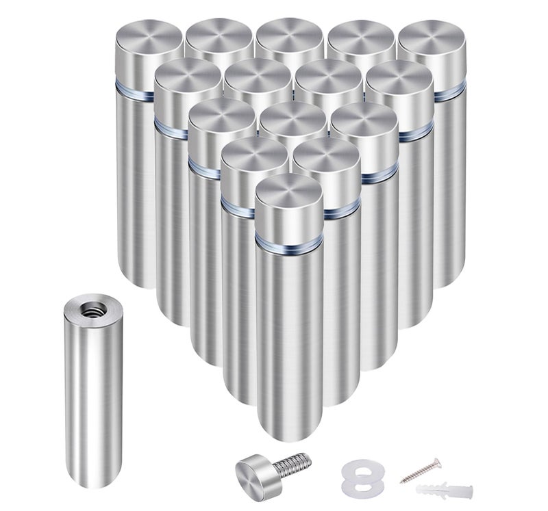 Osring 1/2” Dia x 4” L Standoffs Screws for Acrylic, Silver Sign Standoff Wall Mounts Hardware 16 Pack, Stainless Steel Advertising Nails for Glass Board and Signage - Image 1